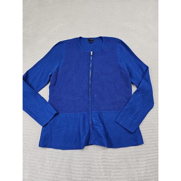 Talbots Sweaters - Talbots Sweater Womens Large Blue Ribbed Full Zip Casual Office Dress